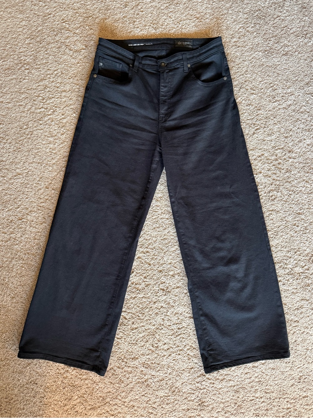Adriano Goldschmied Saige Wide Leg Crop Jean, Size 29, Super Black
